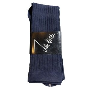 Vintage John Weitz Dress Socks Mens 10-13 Navy Blue New Ribbed Acrylic Blend